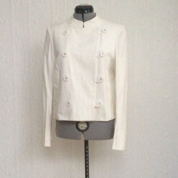 Cacharel summer cropped jacket in white canvas - Picture 1 of 4